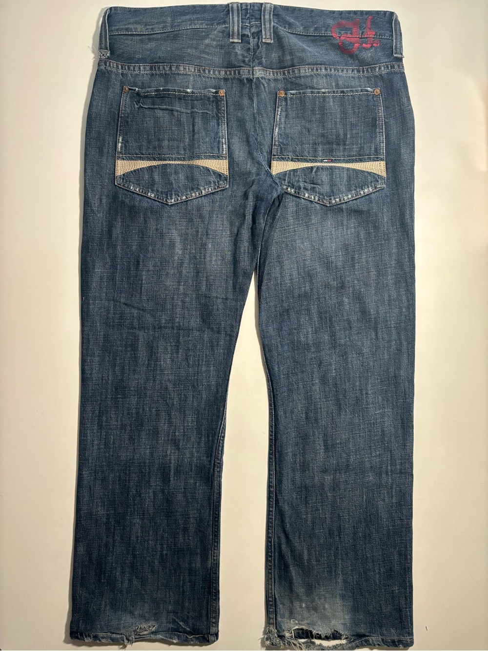 Y2k vintage Tommy Hilfiger dark blue faded grunge baggy jeans